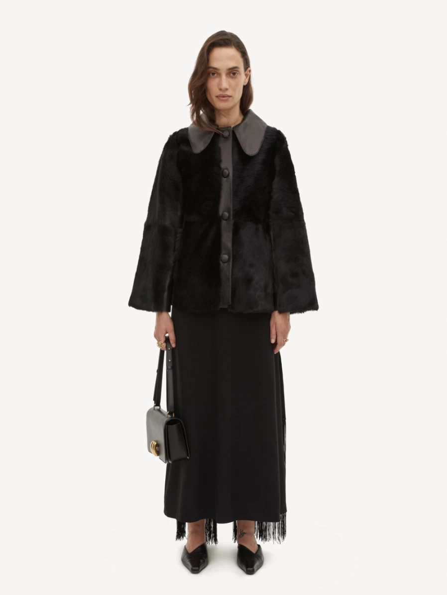 By Malene Birger Women's Black Calf Hair Leather Jacket - Cloelle