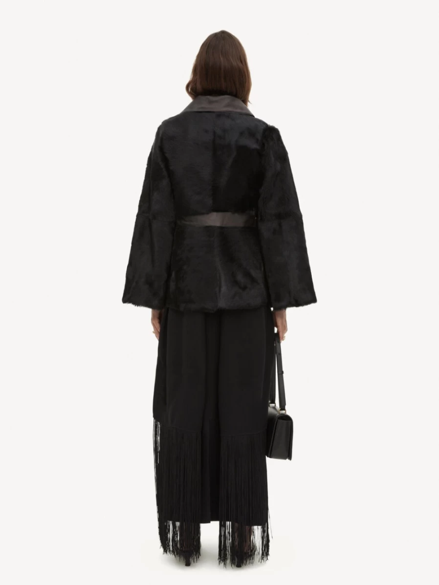 By Malene Birger Women's Black Calf Hair Leather Jacket - Cloelle