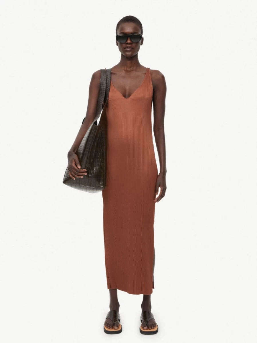 By Malene Birger Women's Varsa Maxi Dress in Dark Tan - Elegant Long Boho Chic Style