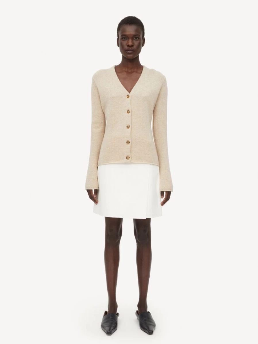 By Malene Birger Women's Twill Beige Cirane Wool Cardigan Sweater
