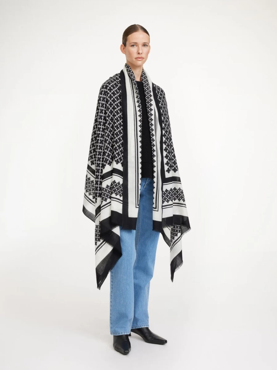 By Malene Birger Julee Black Wool Scarf for Women - Warm & Stylish Winter Accessory