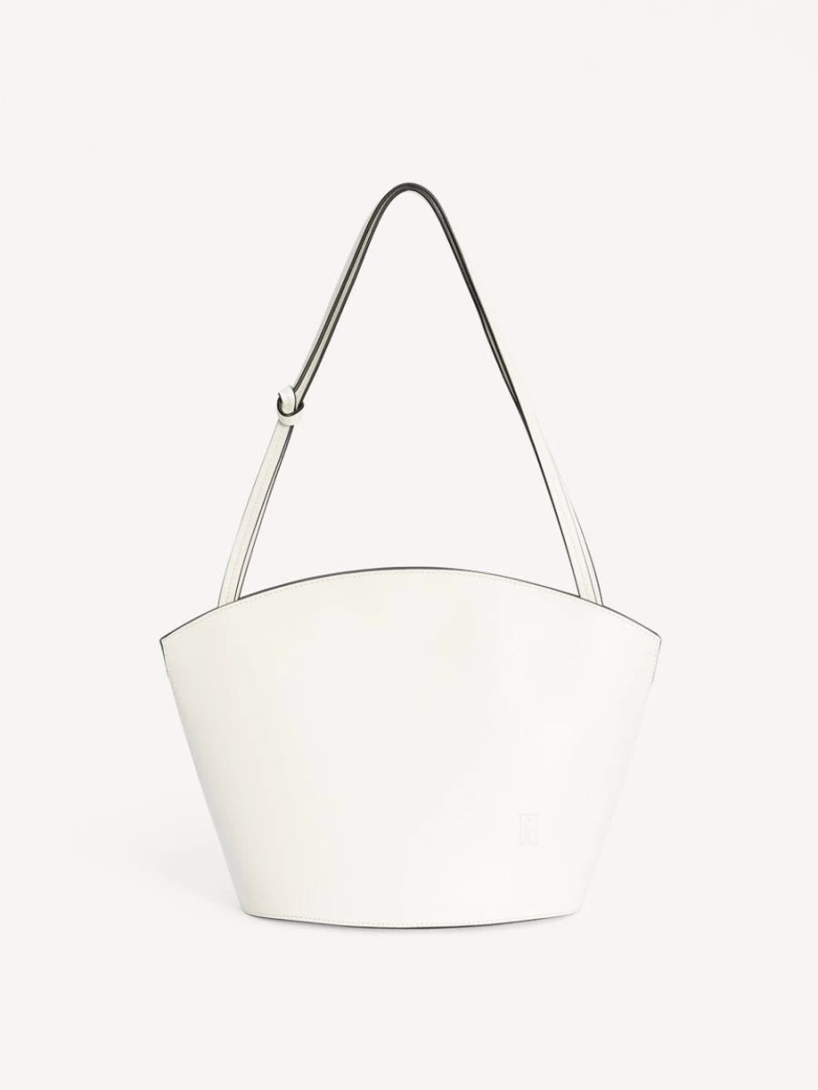 By Malene Birger Oblas Soft White Leather Shoulder Bag for Women