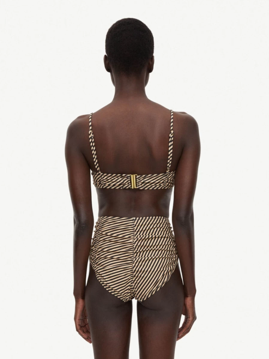 By Malene Birger Women's Diagonal Stripe Tinah Bikini Bottoms - High Waisted Swimwear Beach Vacation Essentials