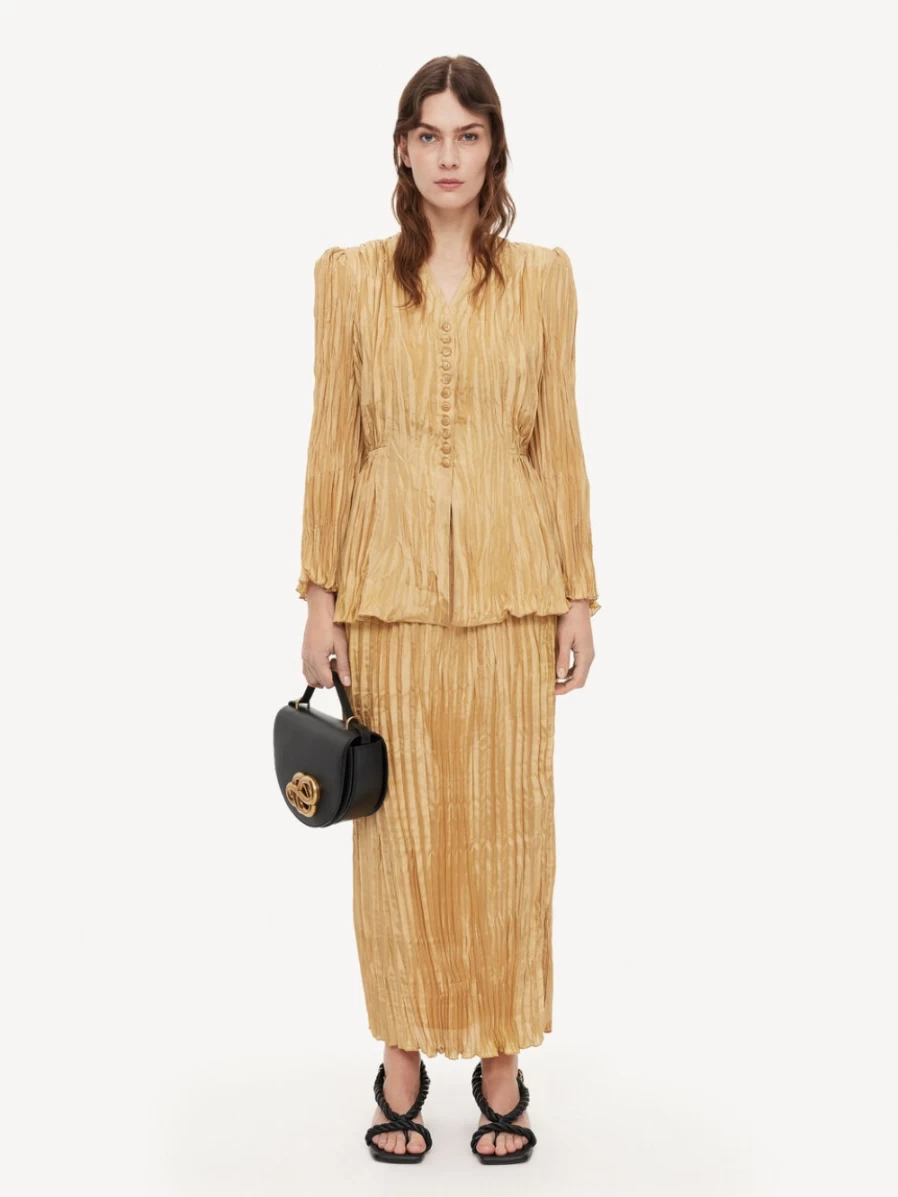 By Malene Birger Women's Light Camel Organic Silk Blazer - Abruzza Elegant Tailored Jacket