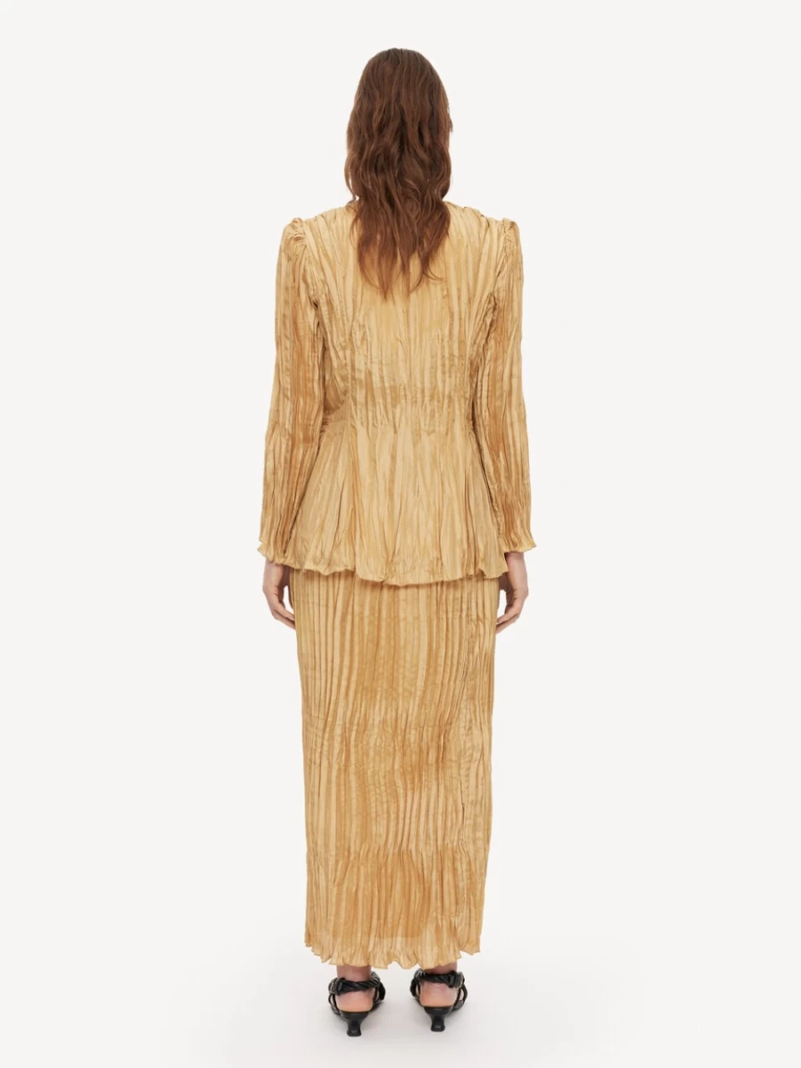 By Malene Birger Women's Light Camel Organic Silk Blazer - Abruzza Elegant Tailored Jacket