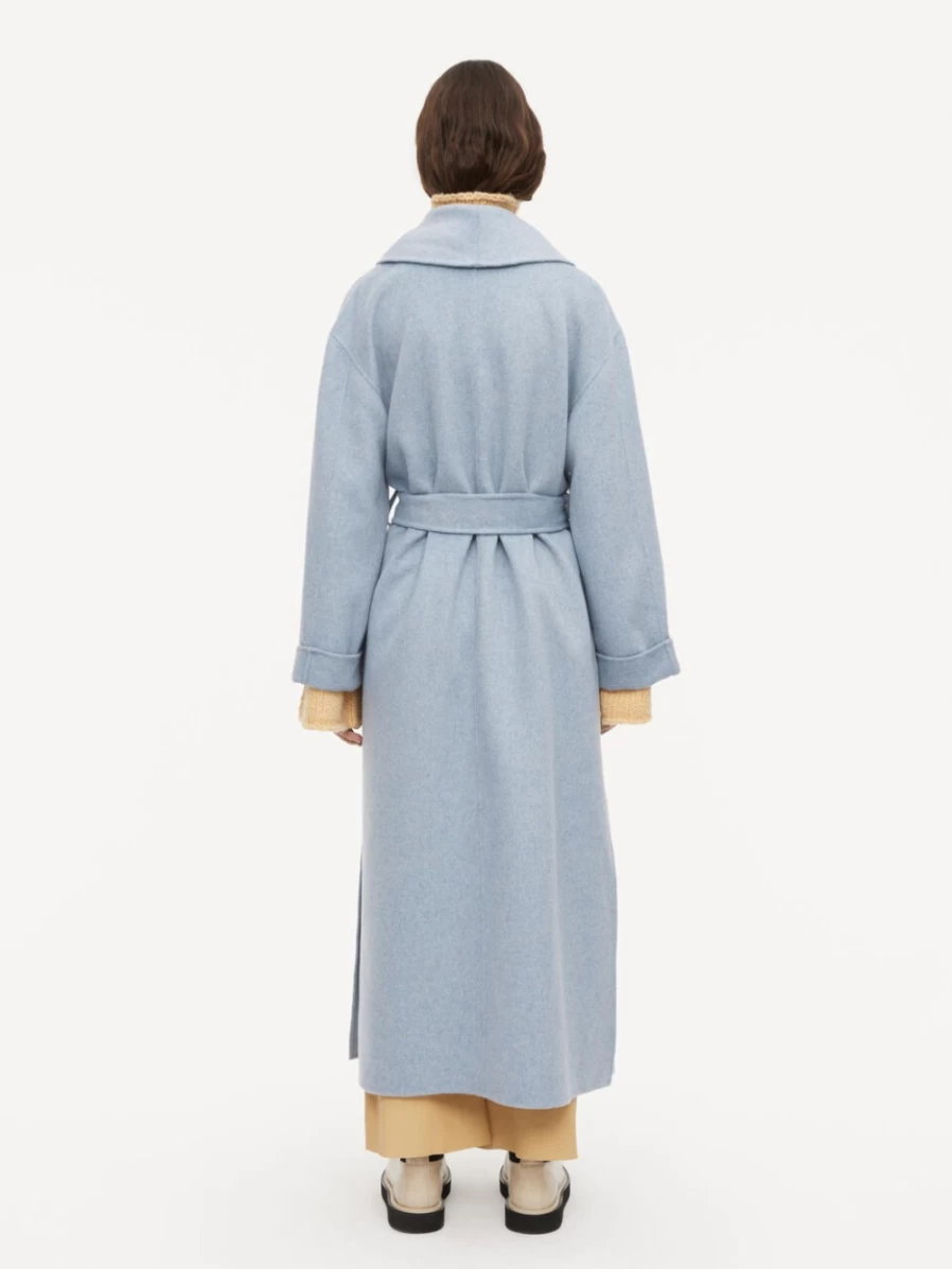 By Malene Birger Women's Trullem Wool Coat in Dusty Blue Melange – Premium Outerwear