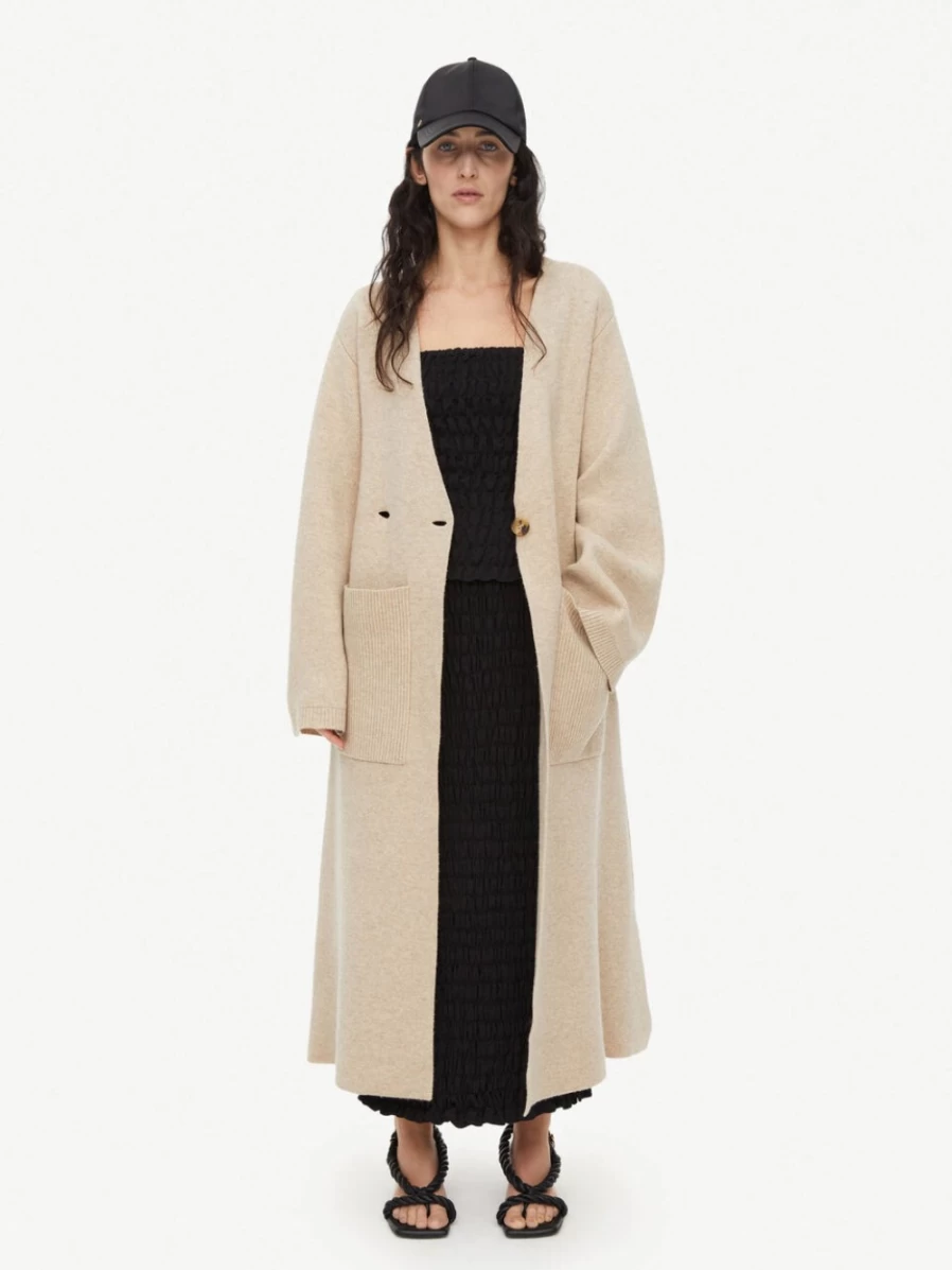 By Malene Birger Women's Twill Beige Stretch Wool Cardigan - Carlyn