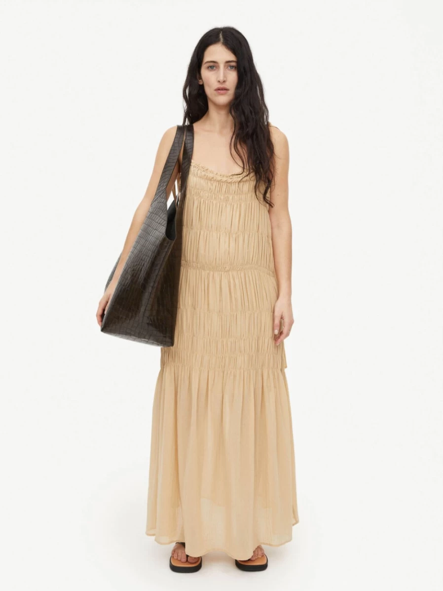 By Malene Birger Women's Organic Cotton Maxi Dress in Wet Sand | Vyra Collection