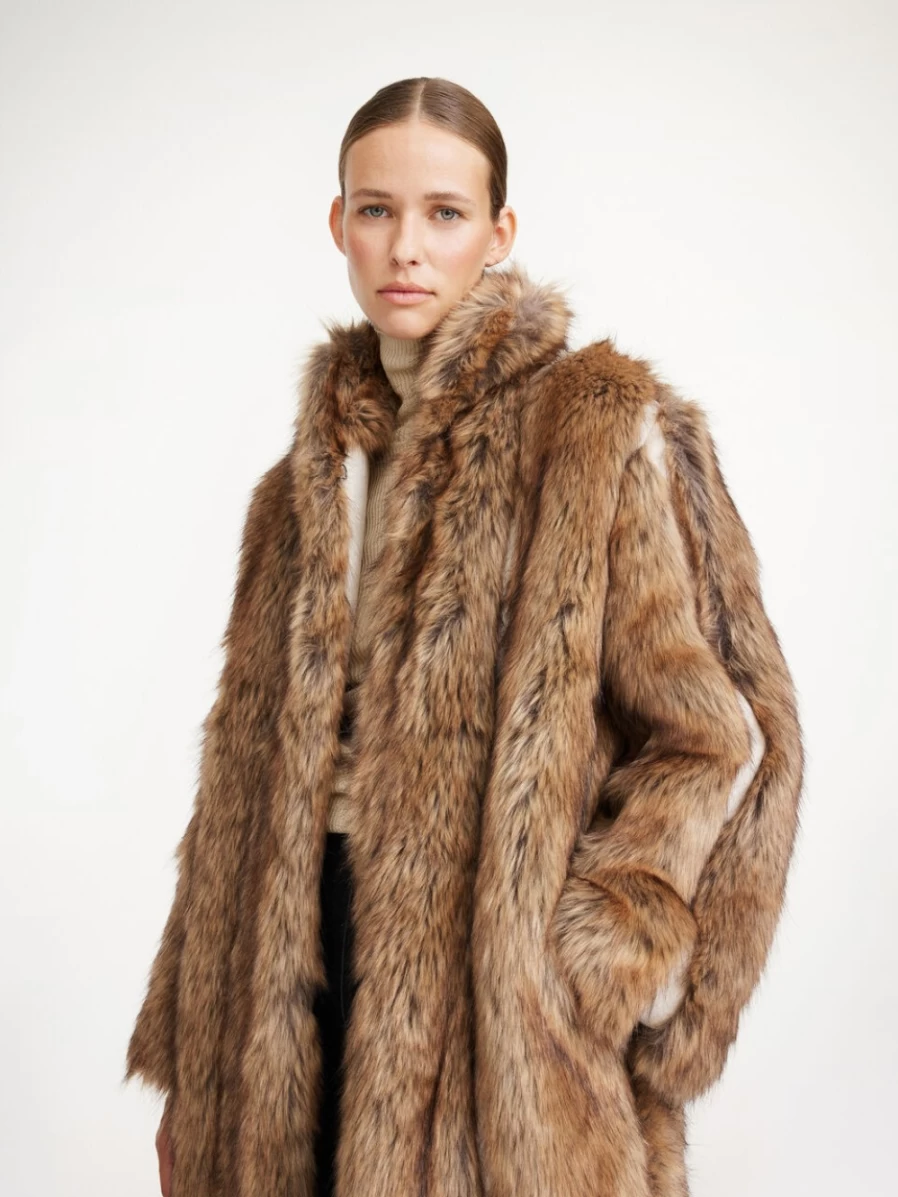 By Malene Birger Women's Brown Mel Kavela Faux Fur Coat